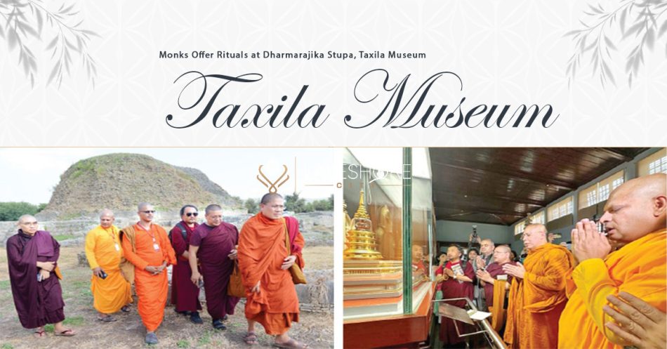 Monks Offer Rituals at Dharmarajika Stupa, Taxila Museum